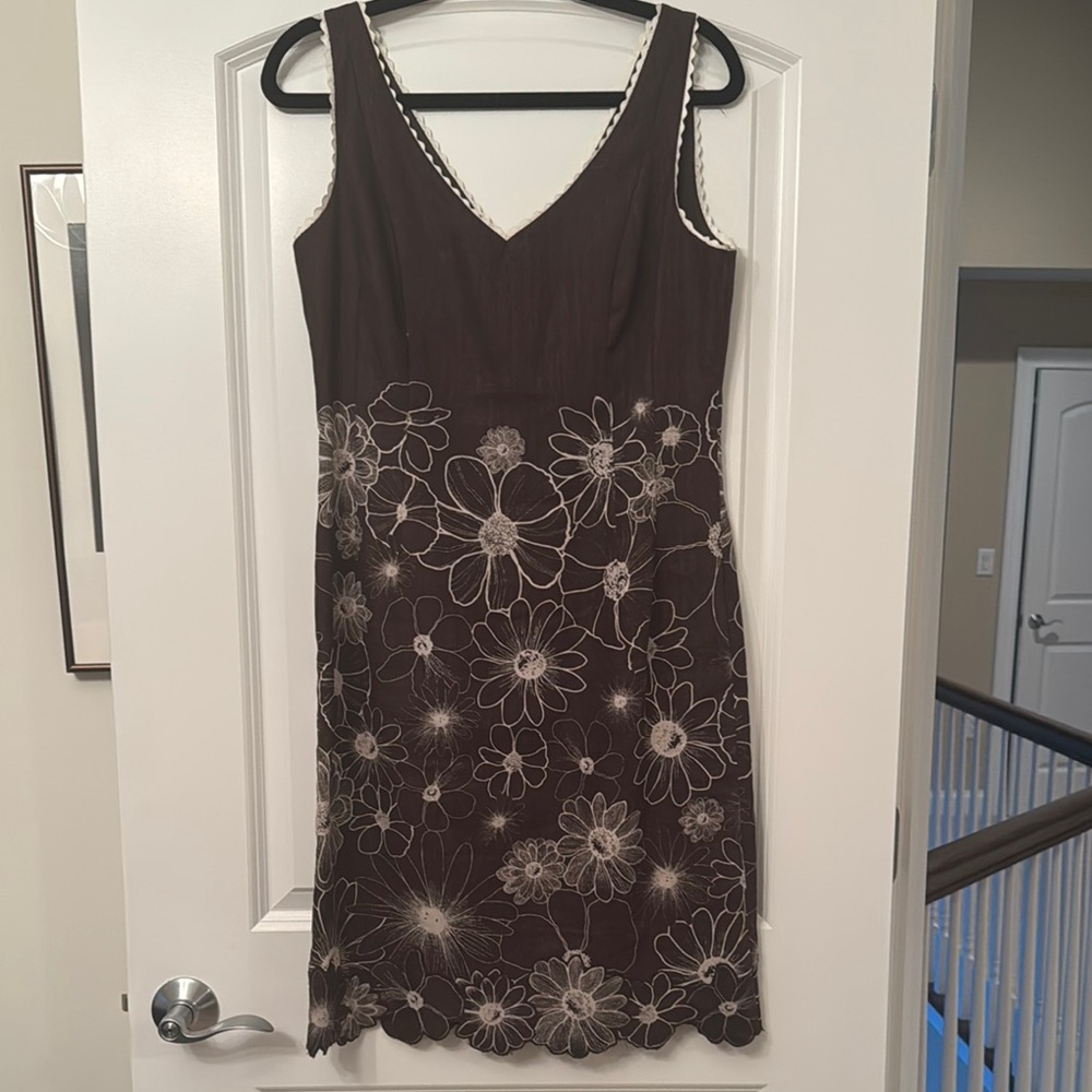 Kay Unger Black and Silver Embellished Sheath Midi Dress